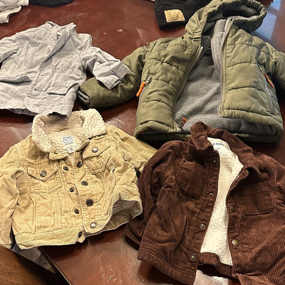 Baby boy fall / winter bundle of jackets Corduroy & puffer & dress sz 18 months